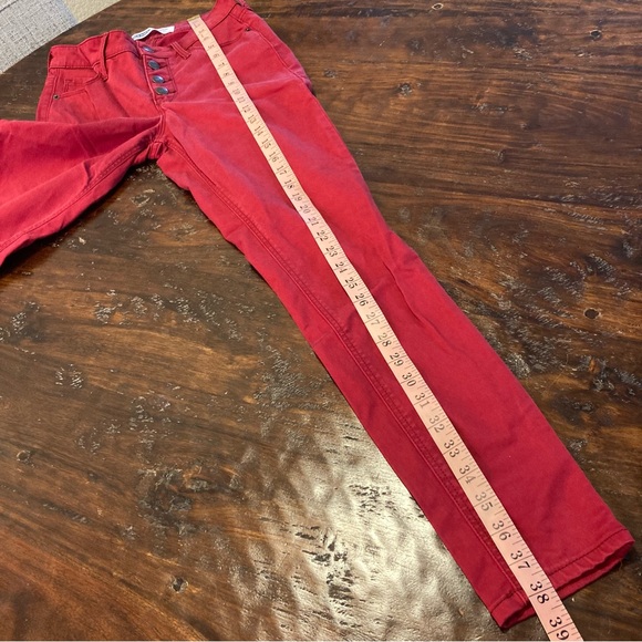 Red Skinny Jeans Button Fly Old Navy Jeggings Size 2 - Picture 5 of 7